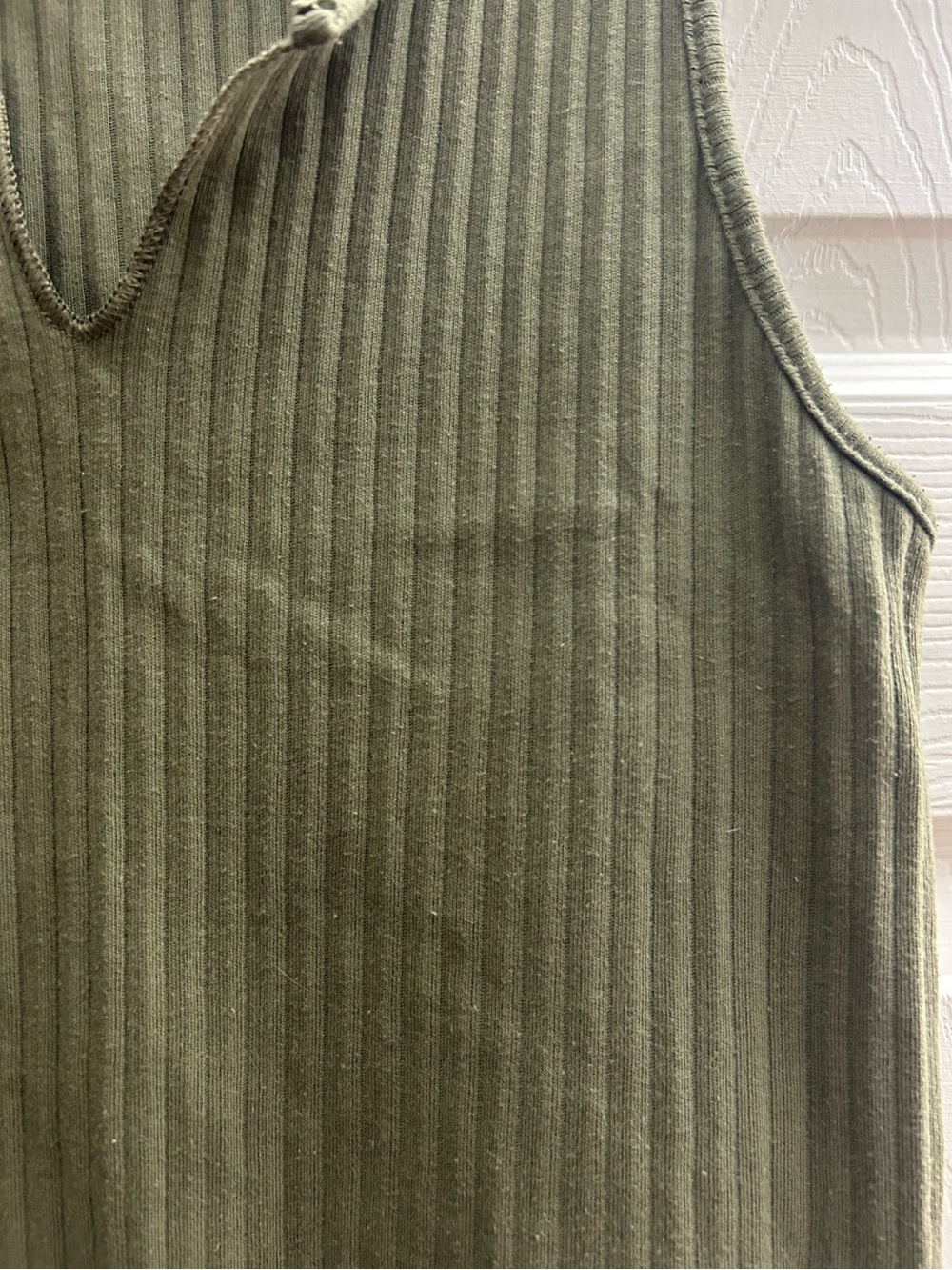 Olive Ribbed Tank Top - Picture 2 of 3